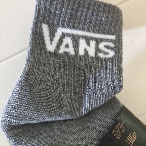 VANS Socks 3 Pairs Gray Off the Wall Cotton Half Crew Socks Men’s Size 9.5-13 - Picture 7 of 7